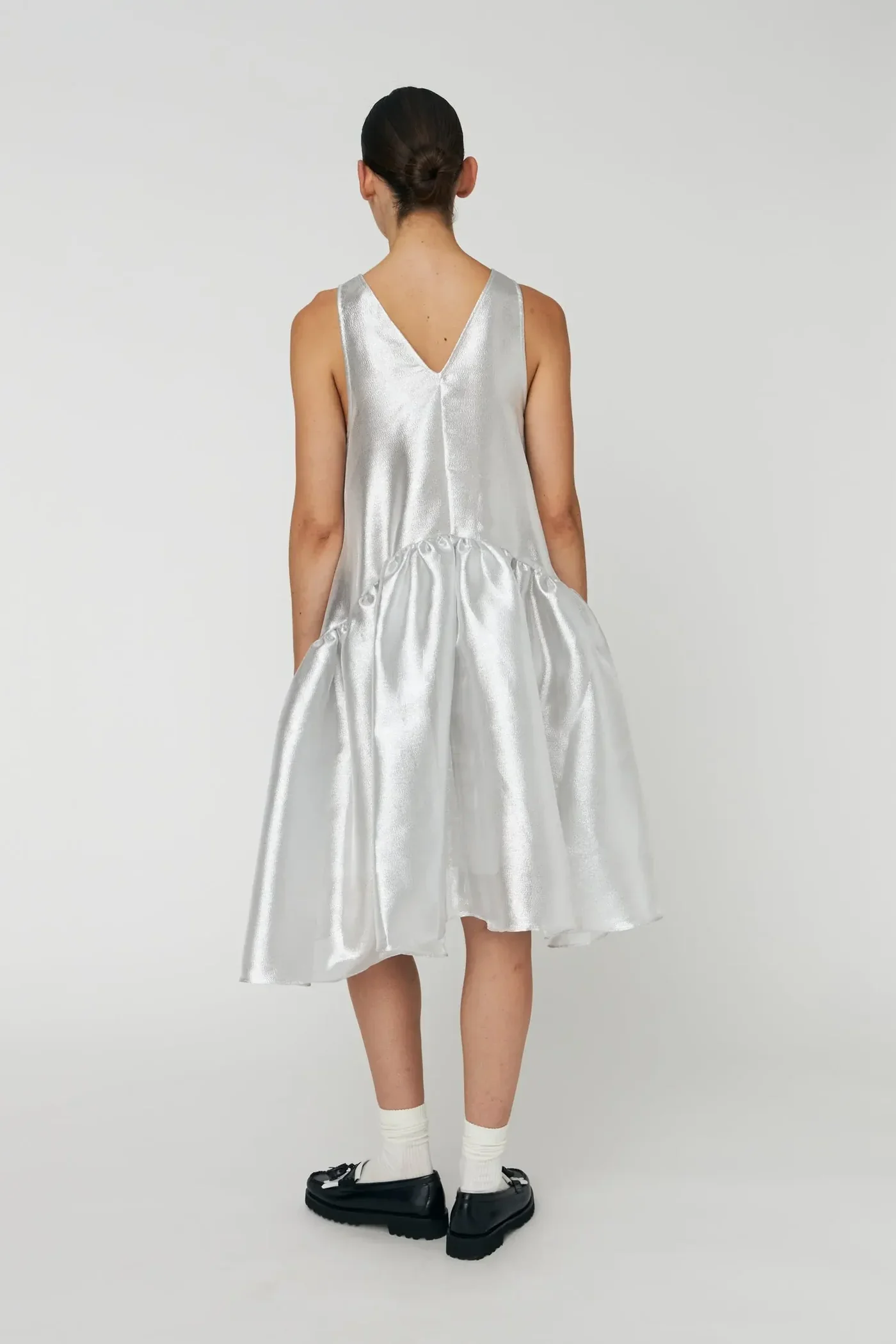 Silver Midi Dress - Pearl Silver - Image 3